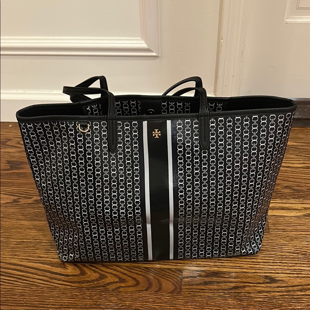 Tory Burch Black and White Geometric Tote